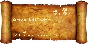 Antos Nándor névjegykártya